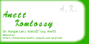 anett komlossy business card